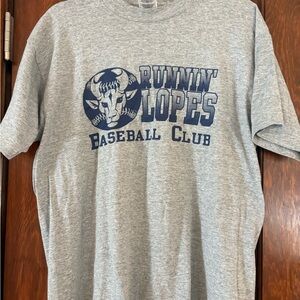 Vintage Lamar Community College Fruit of the Loom Grey Tee with Navy Lopes logo